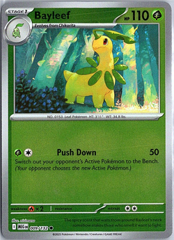 Bayleef #009/132 Reverse Holo Pokemon Card ME01: Mega Evolution - Image 1