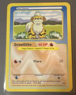 Funskool Pokemon TCG Growlithe 58 Basic 60 HP Card English Regular 2004 - Image 1