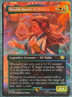 Elrond Master of Healing Borderless Art Foil LoR: Tales of Middle Earth MTG 2023 - Image 1