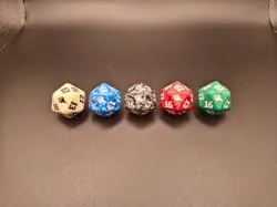 Five MTG d20 Spindown Life Counter Dice Planeswalker Symbol - One of each color - Image 1