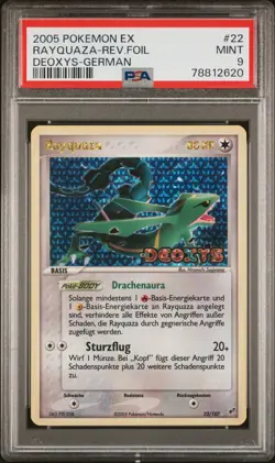 2005 POKEMON EX DEOXYS #22 RAYQUAZA-REV.FOIL DEOXYS-GERMAN PSA 9 - Image 1