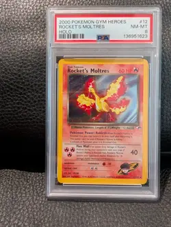 Rocket Moltres Holo #12 graded PSA 8 vintage English Pokemon TCG - Image 1