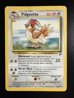 Pidgeotto 28/130 Non Holo Rare Base Set 2 Pokemon Card - Image 1
