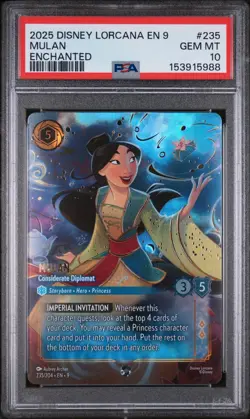 2025 DISNEY LORCANA EN 9-FABLED ENCHANTED MULAN - CONSIDERATE DIPLOMAT PSA 10 - Image 1