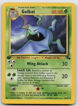 Pokemon 1st Edition Golbat Uncommon Fossil 34/62 LP - Image 1