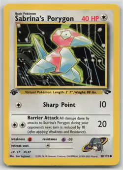 Pokemon Card 1st Edition Sabrina's Porygon Common Gym Challenge 098/132 LP/NM - Image 1