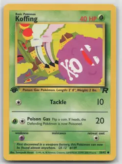 1st Edition Vintage Pokemon Card Koffing Common Team Rocket 58/82 - Image 1