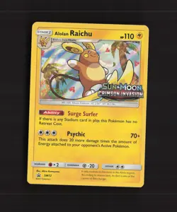 Alolan Raichu SM72 Sun & Moon Black Star Promo Holo Stamped Pokemon Card NM - Image 1