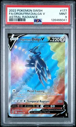 2022 POKEMON SWORD & SHIELD ASTRAL RADIANCE FULL ART/ORIGIN FORME DIALGA V PSA 9 - Image 1