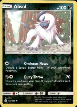 Pokemon Reverse Holo Absol SM - Cosmic Eclipse 133/236 LP - Image 1