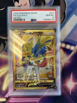 2020 Pokemon Sword & Shield SWSH Full Art Zacian V Secret #211 PSA 10 Gem - Image 1