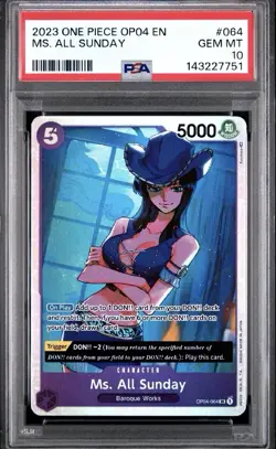 2023 ONE PIECE OP04-KINGDOMS OF INTRIGUE #064 MS. ALL SUNDAY PSA 10 - Image 1