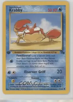 Krabby German 1st Ed. Pokemon Fossil #51 1999 - Image 1
