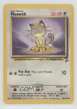 Meowth Pokemon Base Set 2 #80 2000 - Image 1