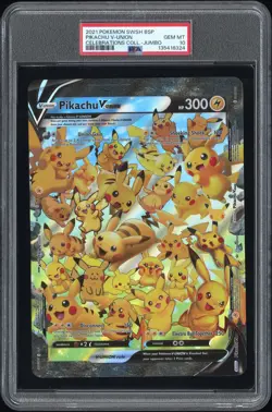 2021 POKEMON SWSH BLACK STAR PROMO CELEBRATIONS COLL-TAG PIKACHU V-UNION PSA 10 - Image 1