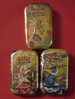 NEW SEALED Pokemon TCG 3 Mini Tin Lot - 151 & PRISMATIC EVOLUTIONS UNOPENED Tins - Image 1