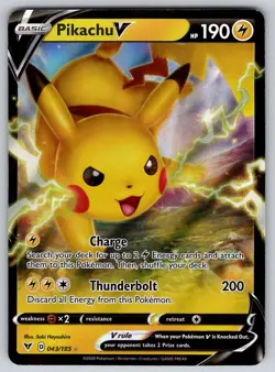Pikachu V 043/185 Vivid Voltage NM Pokemon V Rare - Image 1