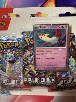 Pokemon TCG: Stellar Crown 3 Pack Blister - Latias Cosmos Holo - Factory Sealed - Image 3