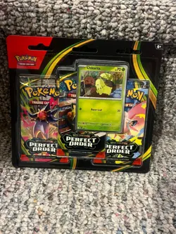 Pokemon TCG 3-Pack Blister (Chikorita) Perfect Order New Sealed - Image 1