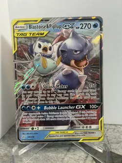 Blastoise & Piplup GX 38/236 Holo Rare GX Cosmic Eclipse 2019 Pokemon LP - Image 1