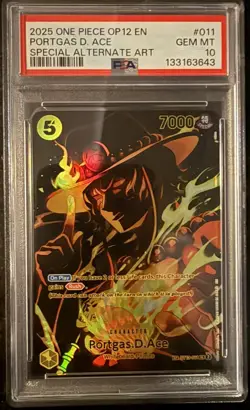 One Piece ST13-011 Ace OP12 Special SP Alternate Alt Art Parallel ENGLISH PSA 10 - Image 1