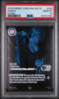 Disney Lorcana Hades Looking for a Deal Iconic PSA 10 Holo 242/204 - Image 1