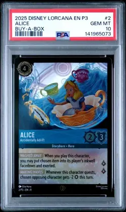 Disney Lorcana Alice Accidentally Adrift Fabled Buy A Box Promo PSA 10 Pop 5 - Image 1