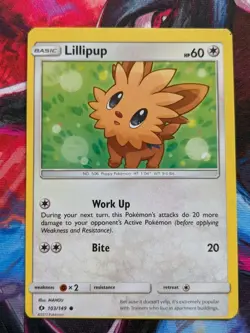 Lilipup 103/149 Miscut Pokemon Card TCG Sun Moon Base Pokemon Trading Card Game - Image 1