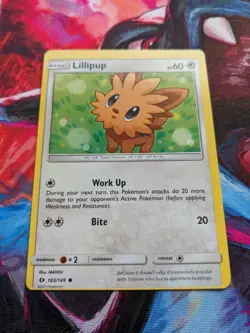 Lilipup 103/149 Miscut Pokemon Card TCG Sun Moon Base Pokemon Trading Card Game - Image 2