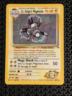 Lt. Surge's Magneton 8/132 Gym Heroes Holo Rare Pokemon Card - Image 1