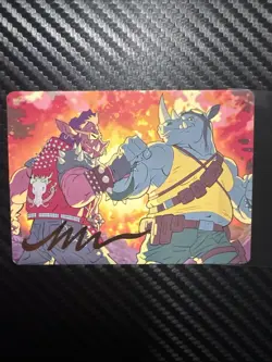 Magic the Gathering TMNT BEBOP & ROCKSTEADY ART CARD GOLD STAMPED - Image 1