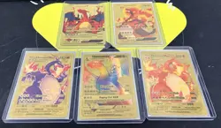 Charizard V Vmax GX Gold Foil Fan Art 5 Card Lot Pokemon Rainbow Holo - Image 1