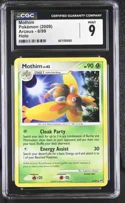 CGC 9 MINT Mothim 2009 Arceus 6/99 Holo Pokemon Card - Image 1