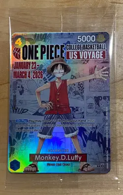One Piece College Basketball US Voyage Monkey D. Luffy Card (Sealed) Collectible - Image 1
