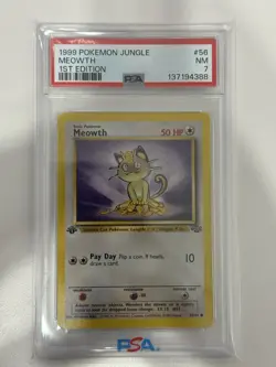 Pokemon TCG Meowth Jungle Card 56/64 1st Edition Common - Image 1