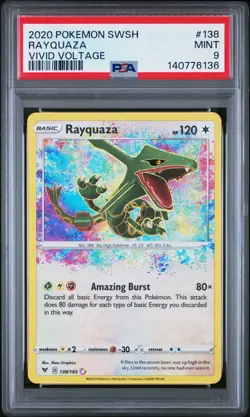 Pokemon TCG SWSH Vivid Voltage Rayquaza Card 138/185 PSA 9 - Image 1