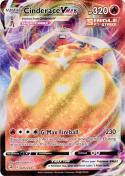 Cinderace VMAX 045/264 Pokemon Fusion Strike Sword Shield Ultra Rare Card NM - Image 1