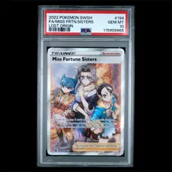 2022 Pokemon SWSH Lost Origin Full Art Miss Fortune Sisters #194 PSA 10 - Image 1