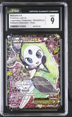 CGC 9 Meloetta EX Legendary Treasures RC25/RC25 Radiant Collection Holo Pokemon - Image 1