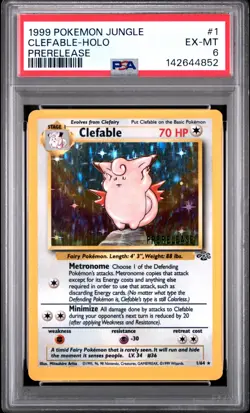 1999 POKEMON JUNGLE PRERELEASE #1 CLEFABLE-HOLO PSA 6 - Image 1