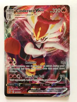 Pokemon TCG Cinderace VMAX Rebel Clash 036/192 Holo Ultra Rare 2020 LP - Image 1