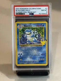 Pokemon 2021 Celebrations Blastoise Holo Classic Collection Base Set #2 PSA 8 - Image 1
