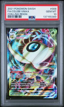 2021 POKEMON SWORD & SHIELD CHILLING REIGN #008 FULL ART/CELEBI VMAX PSA 10 - Image 1
