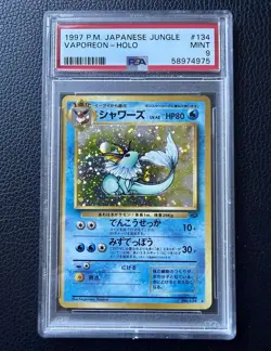 1997 Pokemon Japanese Jungle Vaporeon Holo Rare #134 PSA 9 MINT GRADE! - Image 1