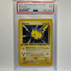 2000 Pokemon Pikachu 70 Neo Genesis 1st Edition PSA 7 - Image 1