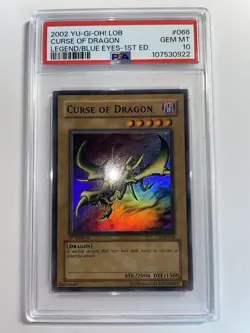 YuGiOh Curse Of Dragon LOB-066 Glossy 1st Edition PSA 10 Gem Mint - Image 1
