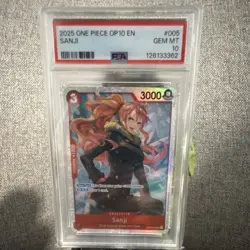 Bandai Sanji PSA 10 Royal Blood OP10-005 Super Rare Foil Full Art One Piece CCG - Image 1