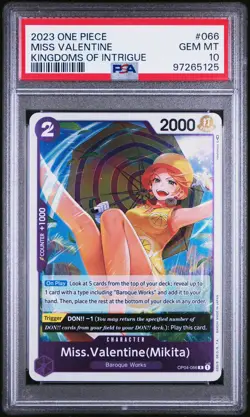 2023 ONE PIECE OP04-KINGDOMS OF INTRIGUE #066 MISS VALENTINE PSA 10 - Image 1