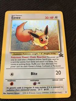 Pokemon Eevee Wizards Black Star Promo 11 Holo Card Nm- Small Swirl At Tail - Image 1