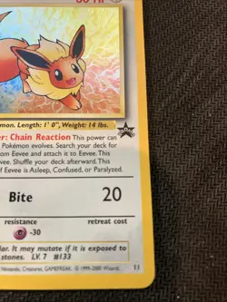 Pokemon Eevee Wizards Black Star Promo 11 Holo Card Nm- Small Swirl At Tail - Image 2